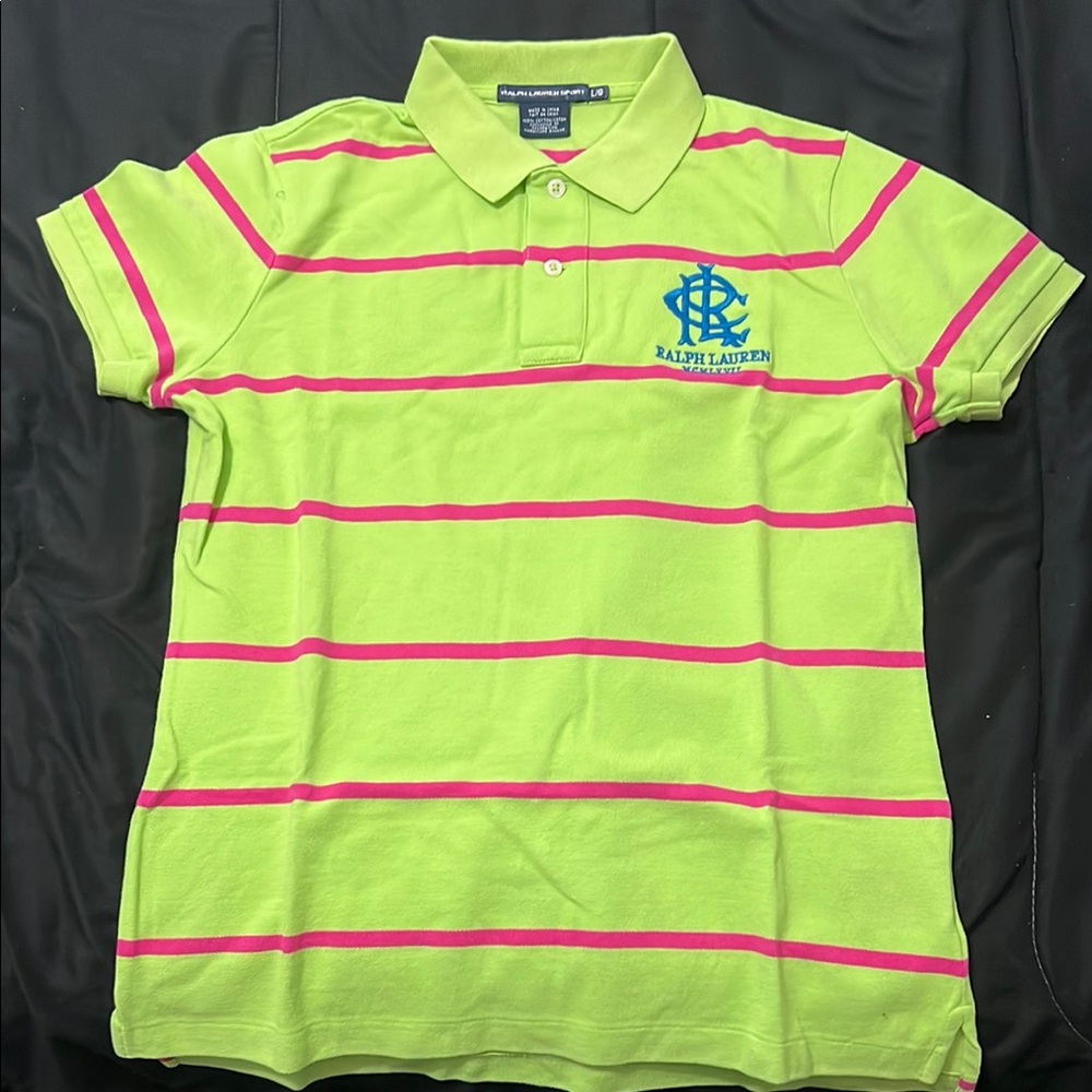 Ralph Lauren Green and Pink Polo Shirt